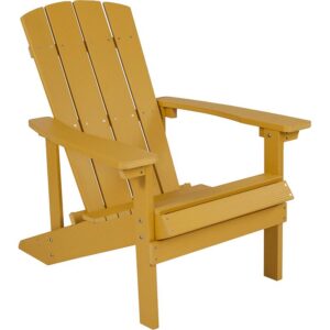 Bring the beach to your home with this colorful yellow adirondack lounging chair. This lounger has a wide back