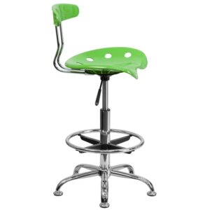 stand-up desk in your home office and the island in your kitchen then this apple green drafting stool with tractor seat is just the ticket. The back and swivel seat are made from high-density polymer for durability and a sleek