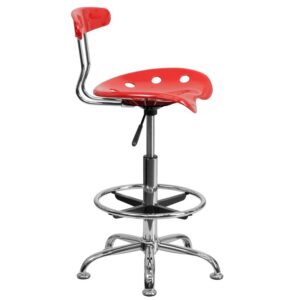 stand-up desk in your home office and the island in your kitchen then this cherry tomato drafting stool with tractor seat is just the ticket. The back and swivel seat are made from high-density polymer for durability and a sleek