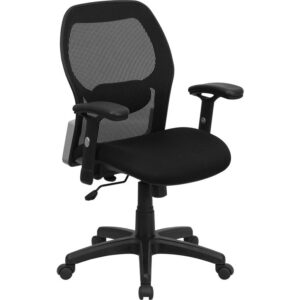 Mesh office chairs can keep you more productive throughout your work day with its comfort and ventilated design. The breathable mesh material allows air to circulate to keep you cool while sitting. The mid-back design offers support to the mid-to-upper back region. From behind the desk to the meeting room this chair can provide a seamless addition to your work space. The waterfall front seat edge removes pressure from the lower legs and improves circulation. Chair easily swivels 360 degrees to get the maximum use of your workspace without strain. The pneumatic adjustment lever will allow you to easily adjust the seat to your desired height. The adjustable armrests take the pressure off the shoulders and the neck