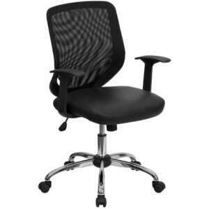 Mesh office chairs can keep you more productive throughout your work day with its comfort and ventilated design. The breathable mesh material allows air to circulate to keep you cool while sitting. The mid-back design offers support to the mid-to-upper back region. From behind the desk to the meeting room this chair can provide a seamless addition to your work space. The waterfall front seat edge removes pressure from the lower legs and improves circulation. Chair easily swivels 360 degrees to get the maximum use of your workspace without strain. The pneumatic adjustment lever will allow you to easily adjust the seat to your desired height. The chrome base adds a stylish look to complement a contemporary office space. This comfortably designed computer chair will make a great option for your home or office space.