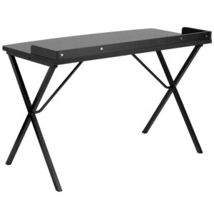 this lovely computer desk will fit right in. The beveled black laminate top has plenty of space for your laptop