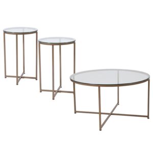 Add a little glitz to your smaller living space with this 3 piece coffee table set