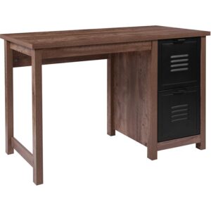 Blending the engineered look of exposed metal and the organic feel of the rustic wood finish