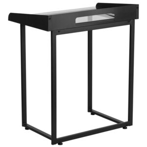condos and loft apartments is your answer. This contemporary desk with clear tempered glass and black frame provides a stylish surface to complete that term paper or business proposal. The clear