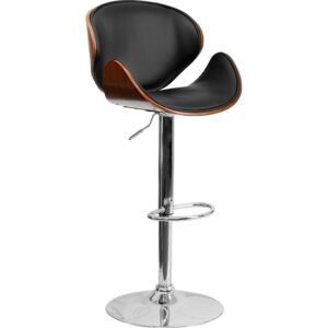 If you're looking for unique seating for your breakfast bar or kitchen island this retro walnut finish bentwood adjustable height barstool is a great fit . Reminiscient of earlier decades