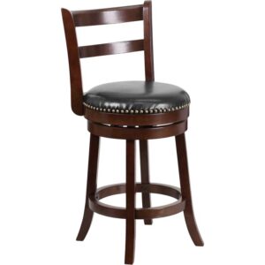 If you want your design to say timeless when you're dressing your entertainment space then this cappuccino wood counter height stool will make a beautiful statement. Classically designed and very easy on the eye