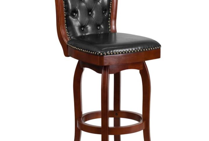 If you want your design to say timeless when you're dressing your entertainment space then this cherry wood finish barstool will make a beautiful statement. Classically designed and very easy on the eye