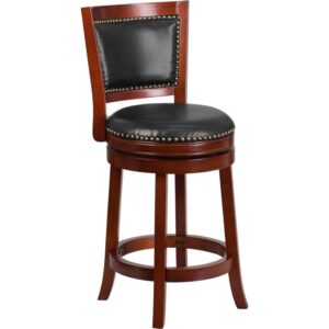 If you want your design to say timeless when you're dressing your entertainment space then this dark cherry wood finish counter height stool will make a beautiful statement. Classically designed and very easy on the eye