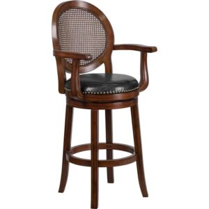 If you want your design to say timeless when you're dressing your entertainment space then this espresso wood finish barstool with arms will make a beautiful statement. Classically designed and very easy on the eye