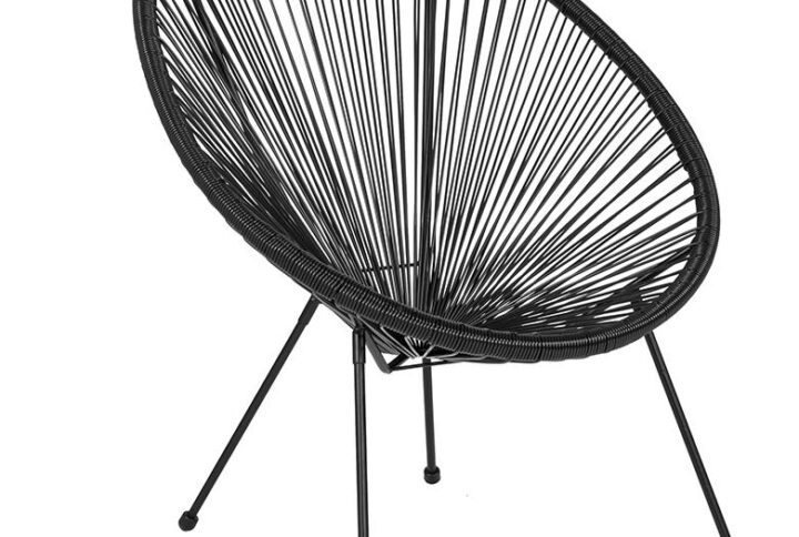 Have fun and relax with flair in this black woven basket papasan lounge chair that provides comfort with a standout