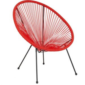 Have fun and relax with flair in this red woven basket papasan lounge chair that provides comfort with a standout