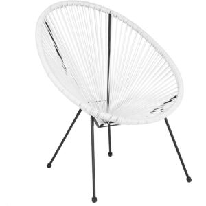 Have fun and relax with flair in this white woven basket papasan lounge chair that provides comfort with a standout