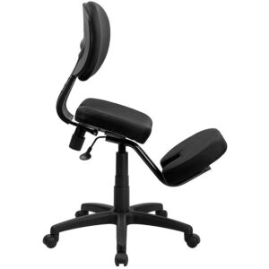but with the inclusion of a kneeling pad. You'll be able to regain your body's natural posture with this ergonomic kneeling chair with included back. Kneeling chairs sit you in a position to allow your diaphragm to move efficiently and promote better breathing and blood circulation. Chair easily swivels 360 degrees to get the maximum use of your workspace without strain. The pneumatic adjustment lever will allow you to easily adjust the seat to your desired height. This chair can be used as a permanent office chair or used in conjunction with a conventional task or executive office chair.