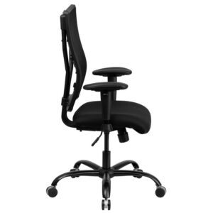 offering a broader seat and back width. High back office chairs extend to the upper back for greater support and relieve tension in the lower back