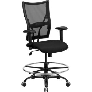 Draft chairs are essential for any profession where work surfaces are above standard height or for any job requiring employees to be at eye contact level with customers. This Big & Tall drafting chair is designed to accommodate larger and taller body types and has been tested to hold a capacity of up to 400 lbs.