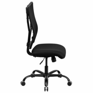 offering a broader seat and back width. High back office chairs extend to the upper back for greater support and relieve tension in the lower back