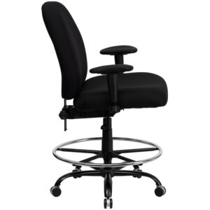 offering a broader seat and back width. The high back extends to the upper back for greater lumbar support. The locking back angle adjustment lever changes the angle of your torso to reduce disc pressure. This draft chair is essential for any profession where work surfaces are above standard height