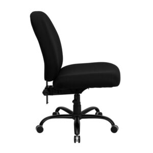 offering a broader seat and back width. The adjustable height back extends to the upper back for greater lumbar support. The locking back angle adjustment lever changes the angle of your torso to reduce disc pressure. Chair easily swivels 360 degrees to get the maximum use of your workspace without strain. The pneumatic adjustment lever will allow you to easily adjust the seat to your desired height. The heavy duty steel base is constructed to withstand daily use.