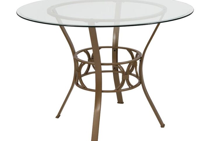 Building the perfect dining room is easier when you have a great foundation. Starting with an exquisite ornamental pedestal base this glass topped dining table is off to a phenomenal start. Crowned by a round