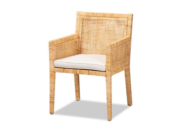 Natural Finished Wood and Rattan Dining Chair