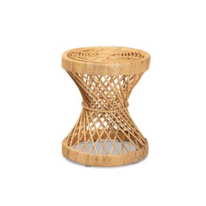 bali & pari Seville Modern and Contemporary Natural Finished Rattan End Table