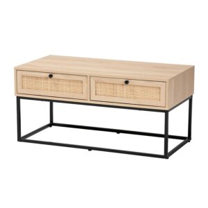 Natural Rattan 2-Drawer Coffee Table