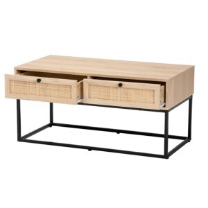 Natural Rattan 2-Drawer Coffee Table