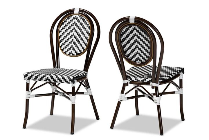 Dark Brown Metal 2-Piece Outdoor Dining Chair Set