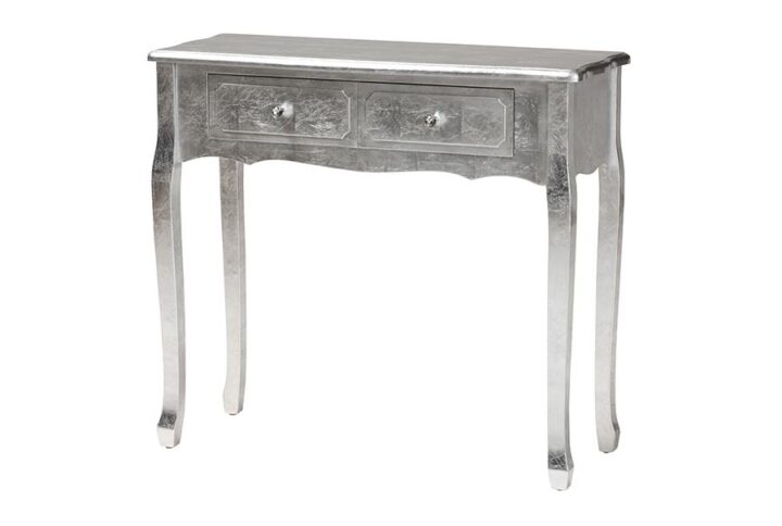 Newton Classic and Traditional Silver Finished Wood 2-Drawer Console Table