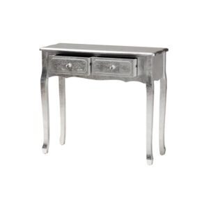 Newton Classic and Traditional Silver Finished Wood 2-Drawer Console Table