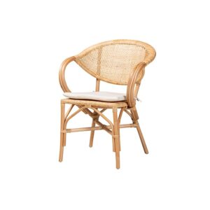 bali & pari Varick Modern Bohemian Natural Brown Finished Rattan Dining Chair