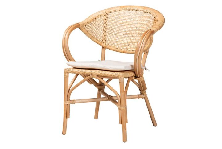 bali & pari Varick Modern Bohemian Natural Brown Finished Rattan Dining Chair