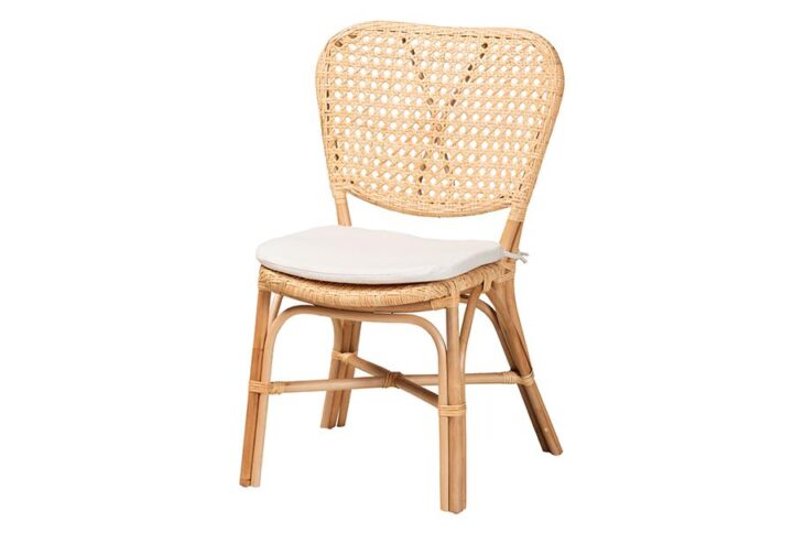 bali & pari Nadira Modern Bohemian Natural Brown Finished Rattan Dining Chair