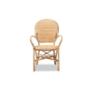 bali & pari Genna Modern Bohemian Natural Brown Finished Rattan Dining Chair