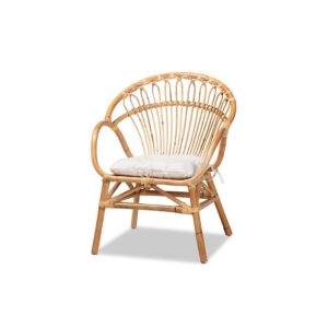 bali & pari Benicia Modern Bohemian Natural Brown Rattan Dining Chair