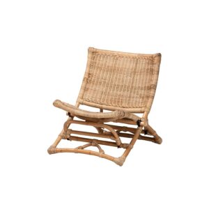 Bohemian Natural Brown Antique Rattan Foldable Lounge Chair