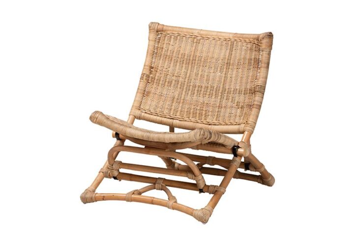 Bohemian Natural Brown Antique Rattan Foldable Lounge Chair