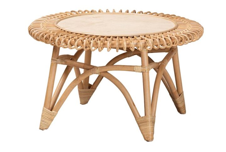 bali & pari Elani Modern Bohemian Natural Rattan Coffee Table