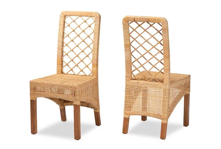Walnut Brown Mahogany Wood 2-Piece Dining Chair Set