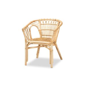 bali & pari Kaka Modern Bohemian Natural Brown Rattan Dining Chair