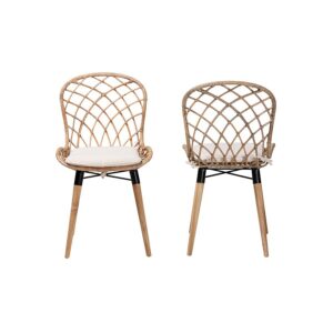 Greywashed Rattan 2-Piece Dining Chair Set
