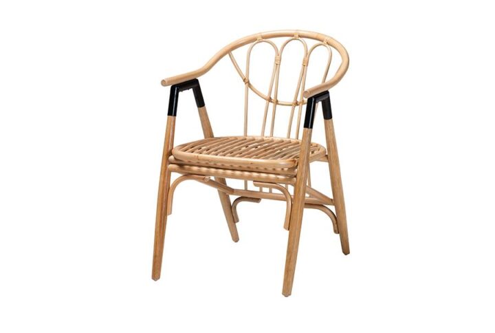 bali & pari Cyntia Modern Bohemian Natural Brown Rattan Dining Chair