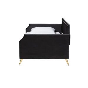 Pita Traditional Glam and Luxe Black Velvet and Gold Metal Twin Size Daybed