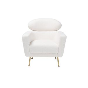 Ivory Boucle Upholstered and Gold Metal Armchair