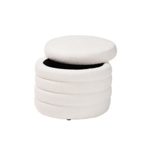 Tabitha Modern and Contemporary Ivory Boucle Upholstered Storage Ottoman