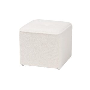 Baxton Studio Isaiah Modern and Contemporary Ivory Boucle Upholstered Ottoman