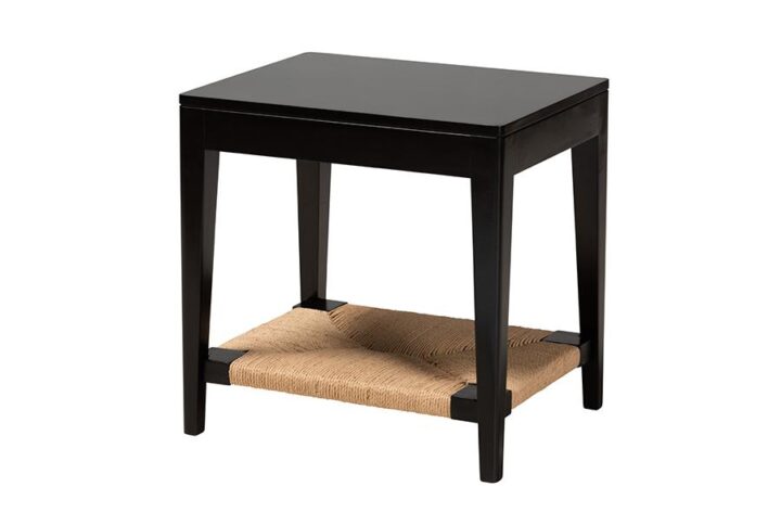 bali & pari Freya Modern Bohemian Black Finished Bayur Wood End Table