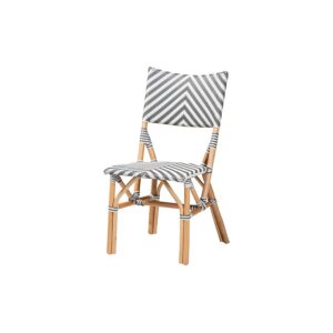 French Grey and White Weaving and Natural Rattan Bistro Chair