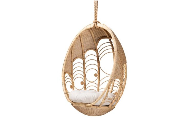 bali & pari Umika Modern Bohemian Natural Brown Rattan Hanging Chair